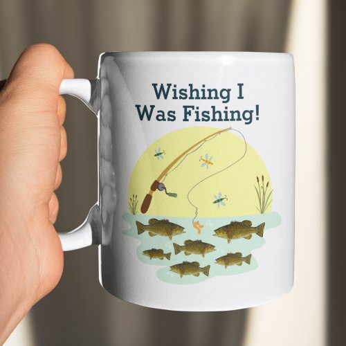 Wishing I was Fishing Smallmouth Bass Lake Fish  Coffee Mug