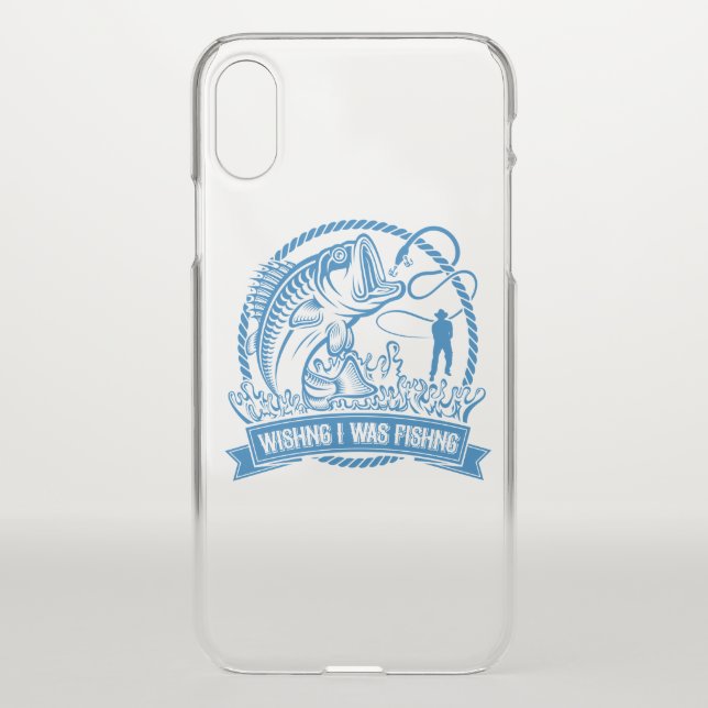 Wishing I Was Fishing Uncommon iPhone Case (Back)