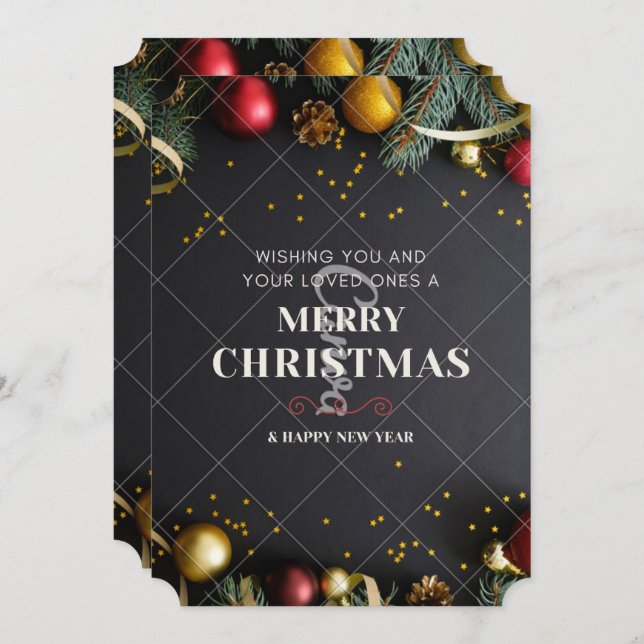 Wishing Love Merry Christmas Black Greeting Card (Front/Back)