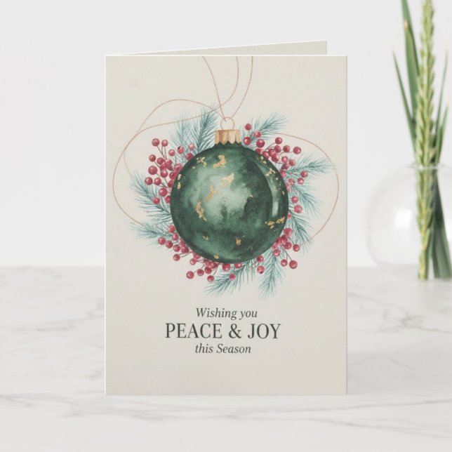 Wishing Peace & Joy Corporate Happy Holidays Card (Front)