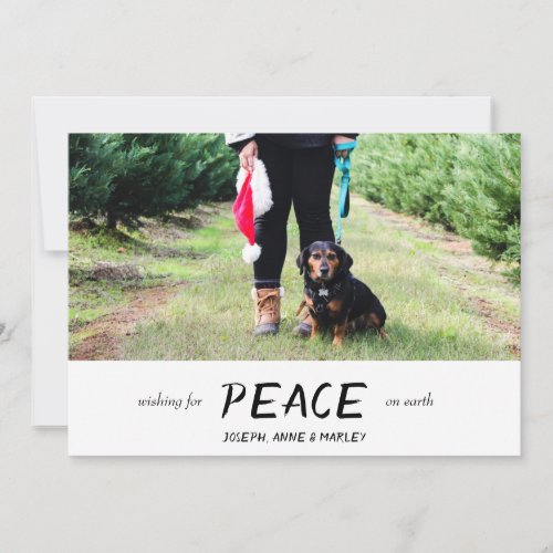 Wishing Peace on Earth Photo Modern Minimalist Holiday Card