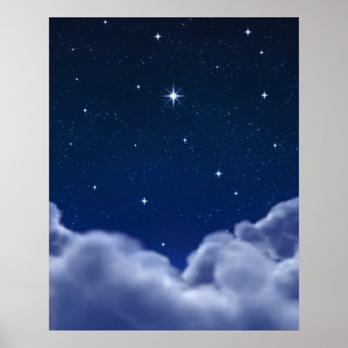 Wishing Star over Clouds Poster