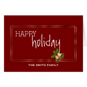 Wishing to Happy Holiday Jingle Bell Christmas Cards