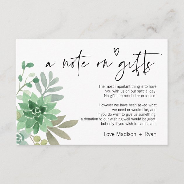 Wishing Well A Note on Gifts Wedding Invitation | Zazzle