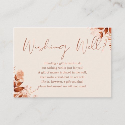 Wishing Well Autumn Fall Rustic Floral Wedding Enclosure Card