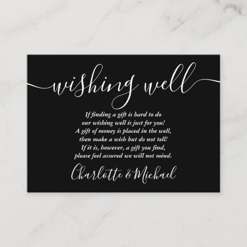 Wishing Well Black And White Script Wedding Enclosure Card