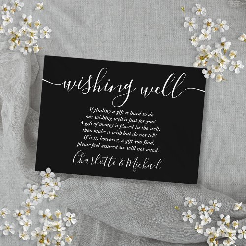 Wishing Well Black And White Script Wedding Enclosure Card