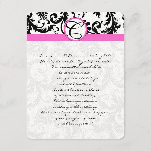 Wishing Well_Black Damask Hot Pink Trim Enclosure Card