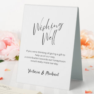Wishing Well Black & White Personalized Wedding Table Tent