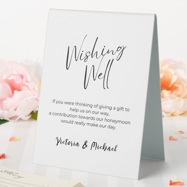 Wishing Well Black & White Personalized Wedding Table Tent (In SItu (Wedding))