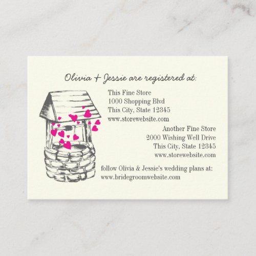 Wishing Well Bridal Registry Cards Business Card Templates