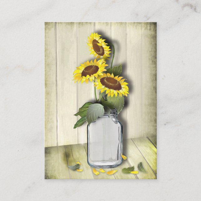 WISHING WELL CARD  MASON JAR WITH SUNFLOWERS (Front)