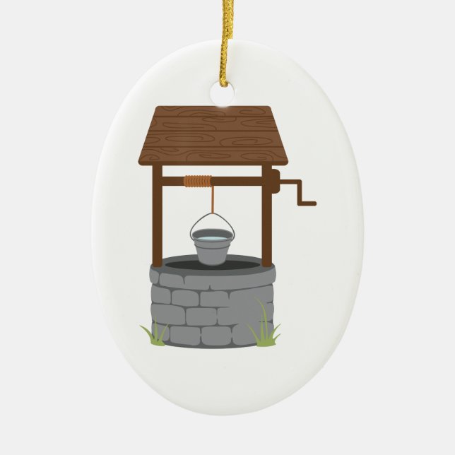 Wishing Well Ceramic Ornament (Front)
