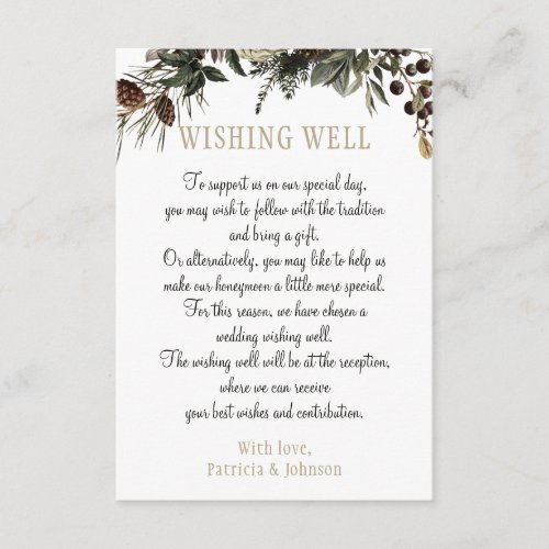 Wishing well elegant floral chic winter wedding enclosure card