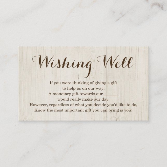 Wishing Well for Wedding Invitation - Rustic (Front)