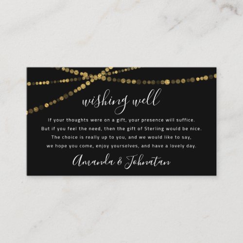 Wishing Well For Wedding Sterling Gift Money Black Business Card