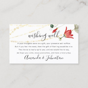 Wishing Well For Wedding Sterling Gift Money White Business Card