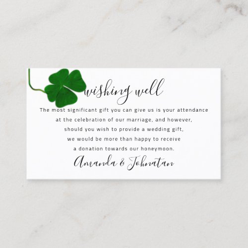 Wishing Well For WeddingWhite Four_leaved Clover  Business Card