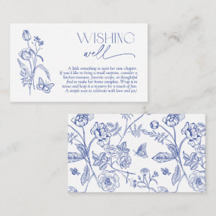 Wishing Well Modern Blue Floral Bridal Shower Enclosure Card