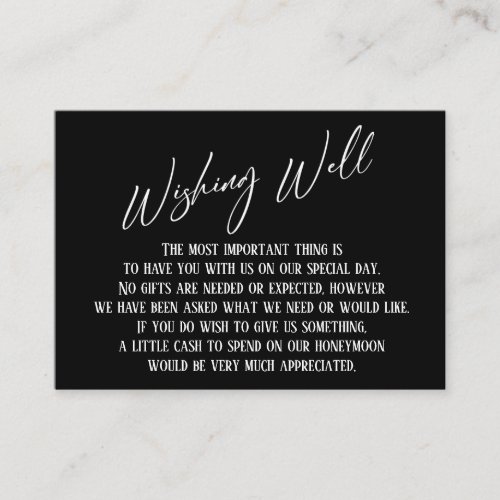 Wishing Well Modern Handwriting Black  White Enclosure Card