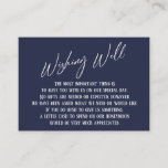 Wishing Well Modern Handwriting Navy Blue Enclosure Card<br><div class="desc">These simple, distinctive card inserts were designed to match other items in a growing event suite that features a modern casual handwriting font over a plain background you can change to any color you like. On the front side you read "Wishing Well" in the featured type; on the back I've...</div>