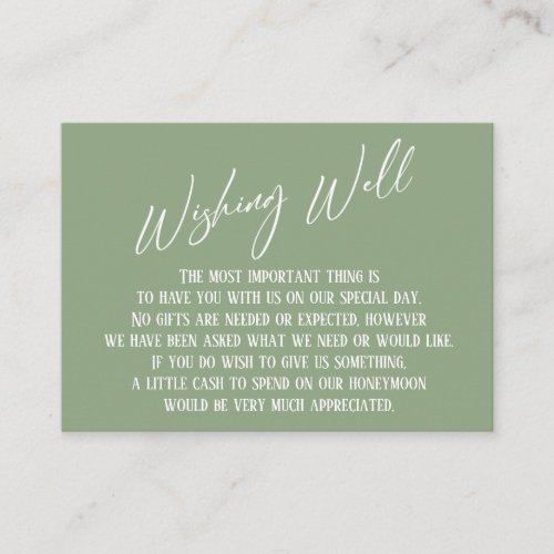 Wishing Well Modern Handwriting Sage Green Enclosure Card