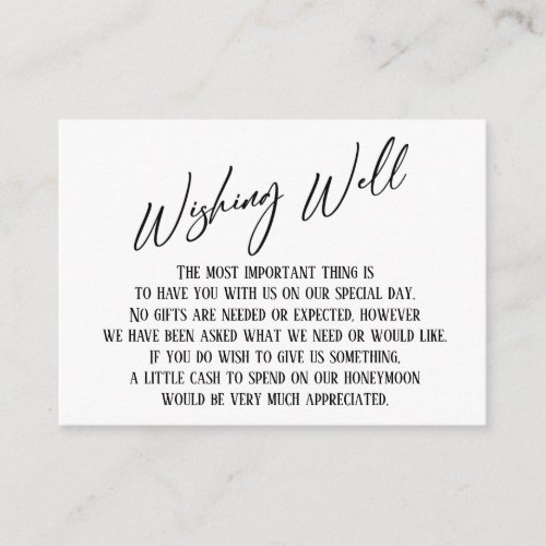 Wishing Well Modern Handwriting Simple Wedding Enclosure Card