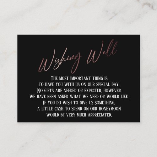 Wishing Well Modern Rose Gold Handwriting Enclosure Card