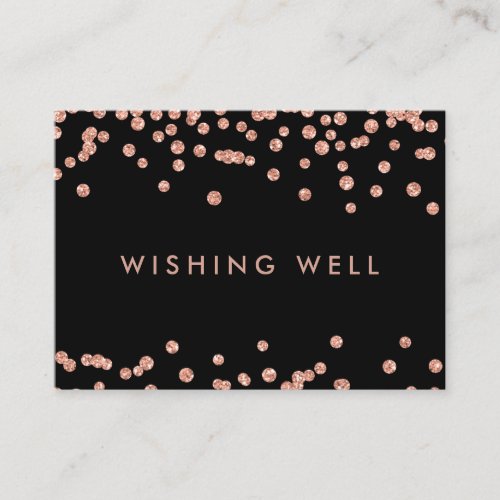 Wishing Well Rose Gold Glitter Confetti Black Enclosure Card