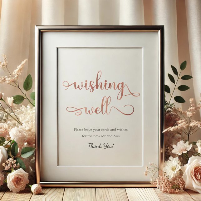 "Wishing Well" Rose gold White simple Wedding Sign (Creator Uploaded)