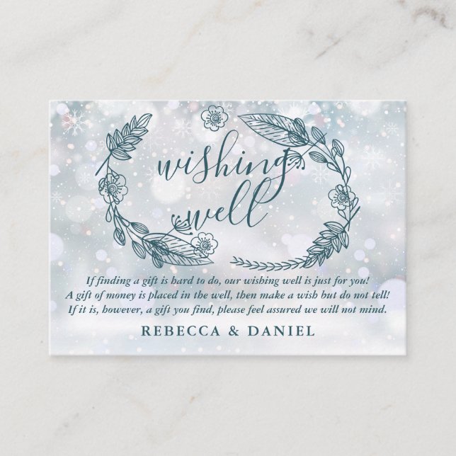 Wishing Well Rustic Floral Winter Wedding Enclosure Card (Front)