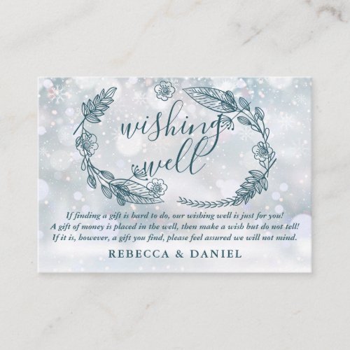 Wishing Well Rustic Floral Winter Wedding Enclosure Card