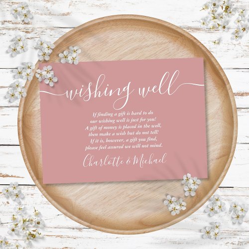 Wishing Well Signature Script Dusty Rose Wedding Enclosure Card