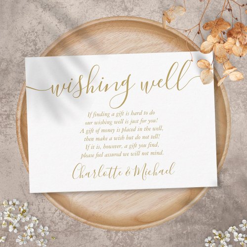 Wishing Well Signature Script Gold Wedding Enclosure Card