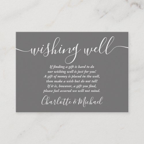 Wishing Well Signature Script Gray Wedding Enclosure Card