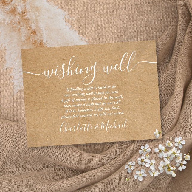 Wishing Well Signature Script Rustic Kraft Wedding Enclosure Card (Wishing Well Signature Script Rustic Kraft Wedding Enclosure Card)