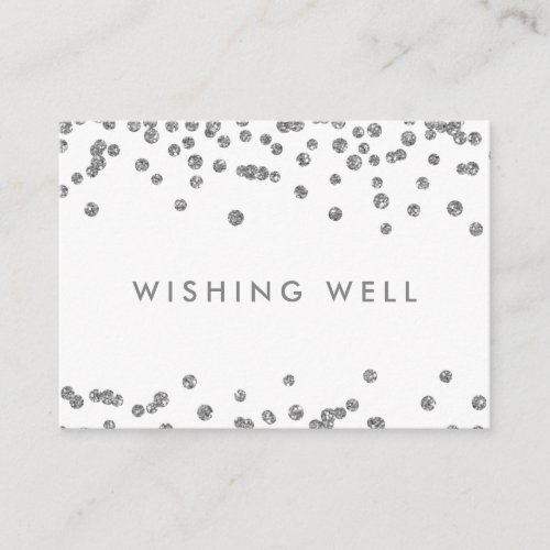 Wishing Well Silver Faux Glitter Confetti White Enclosure Card