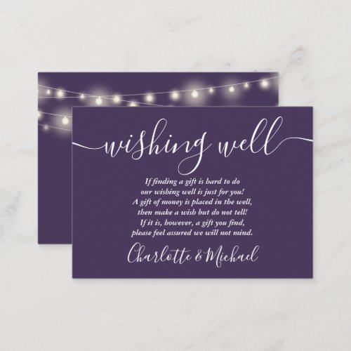 Wishing Well String Lights Purple Wedding Enclosure Card