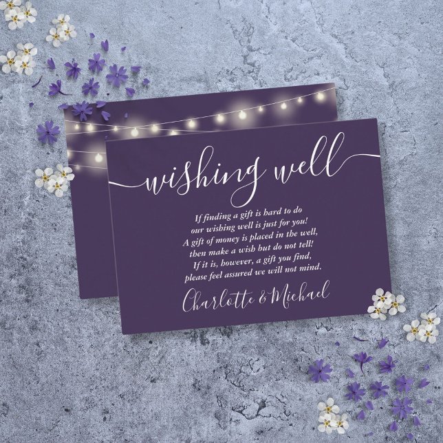 Wishing Well String Lights Purple Wedding Enclosure Card (Wishing Well String Lights Purple Wedding Enclosure Card)