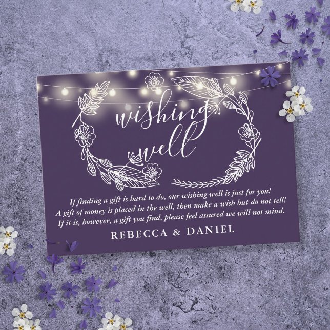 Wishing Well String Lights Purple Wedding Enclosure Card (Wishing Well String Lights Purple Wedding Enclosure Card)