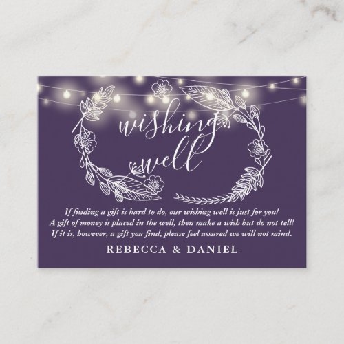 Wishing Well String Lights Purple Wedding Enclosure Card