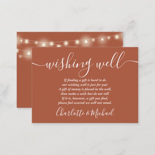 Wishing Well String Lights Terracotta Wedding Enclosure Card