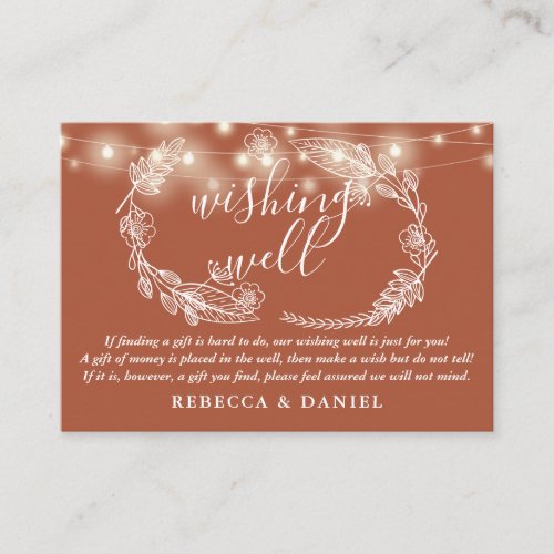 Wishing Well String Lights Terracotta Wedding Enclosure Card