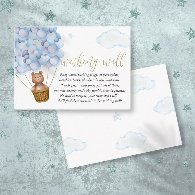 Wishing Well Teddy Bear Blue Boy Baby Shower Enclosure Card (Wishing Well Teddy Bear Blue Boy Baby Shower Enclosure Card)