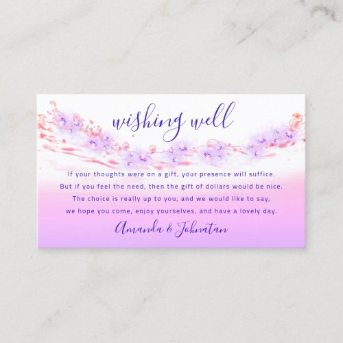 Wishing Well Wedding Dollar Gift Money Pink Blue Business Card