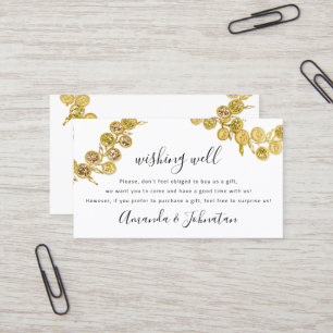Wishing Well Wedding Gift Golden Wreath Elegant Business Card