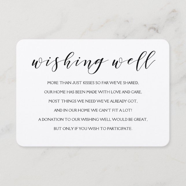 Wishing well wedding insert card (Front)