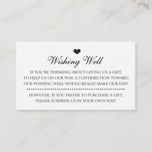 Wishing Well Wedding Invitation Insert Card