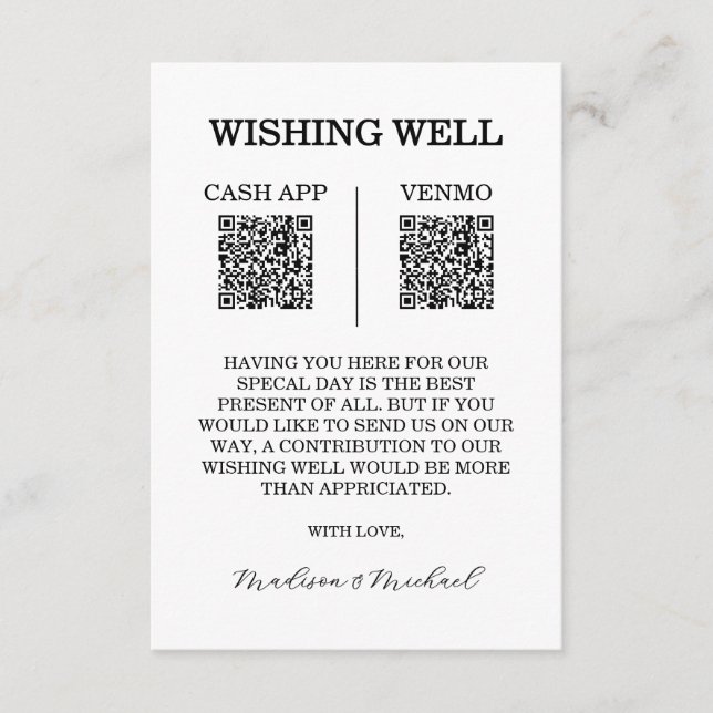 Wishing Well Wedding QR Code Enclosure Card (Front)