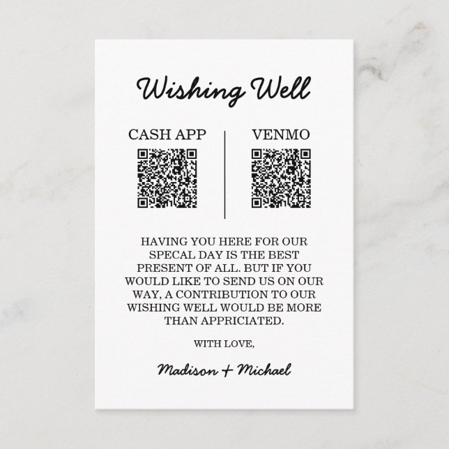 Wishing Well Wedding QR Code Enclosure Card (Front)